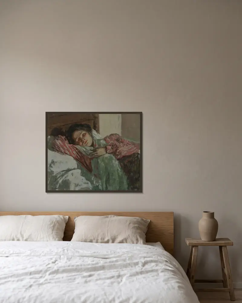 Siestan av Walter Richard Sickert inramad på en vägg