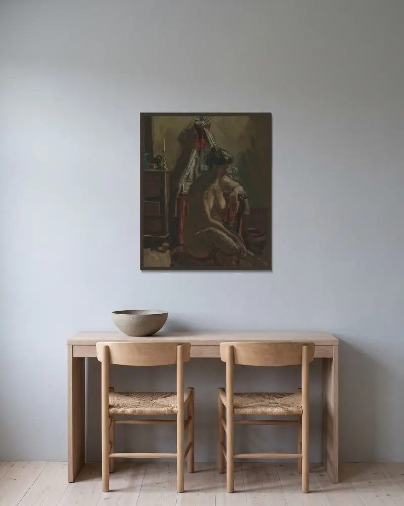 The Beribboned Washstand av Walter Richard Sickert inramad på en vägg