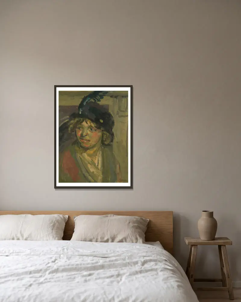 Der blaue Hut von Walter Richard Sickert gerahmt an einer Wand