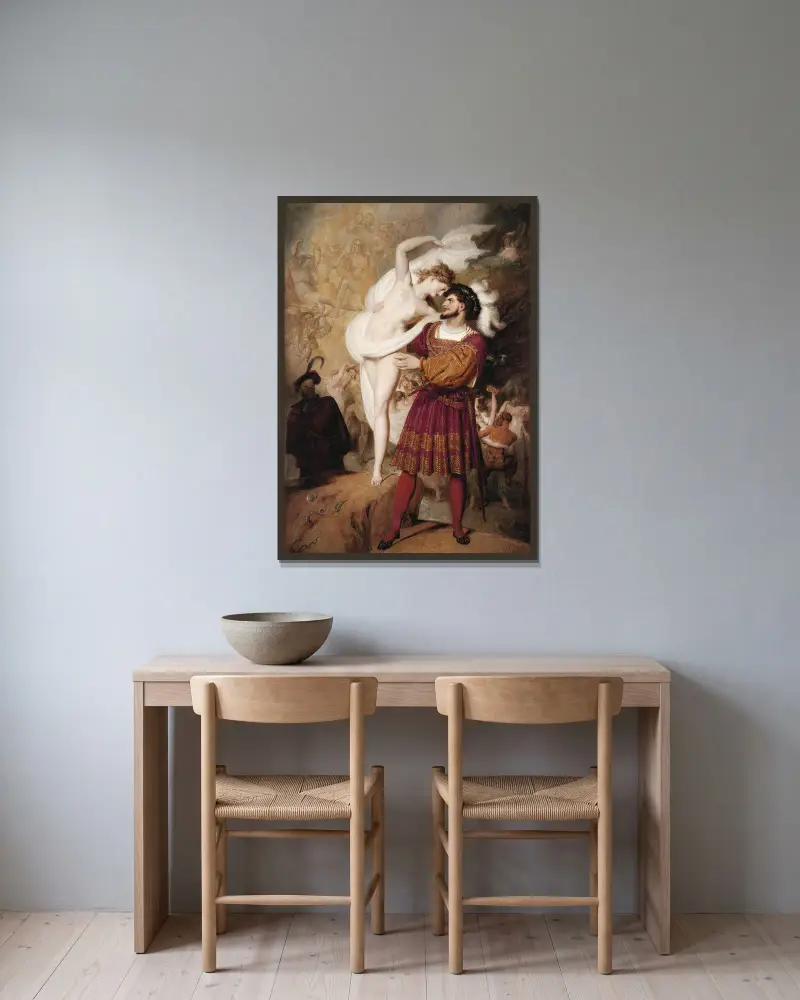 Faust und Lilith von Richard Westall gerahmt an einer Wand