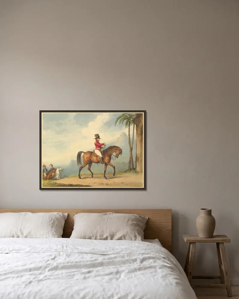 Sir John Floyd zu Pferde von Richard Westall gerahmt an einer Wand