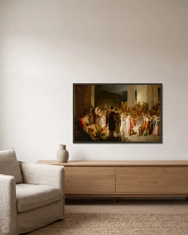 Die griechische Hochzeit von Richard Westall gerahmt an einer Wand