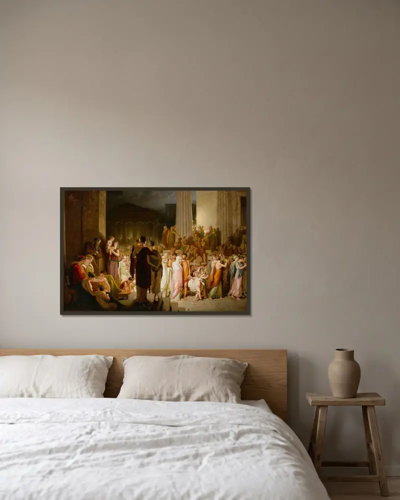 Die griechische Hochzeit von Richard Westall gerahmt an einer Wand