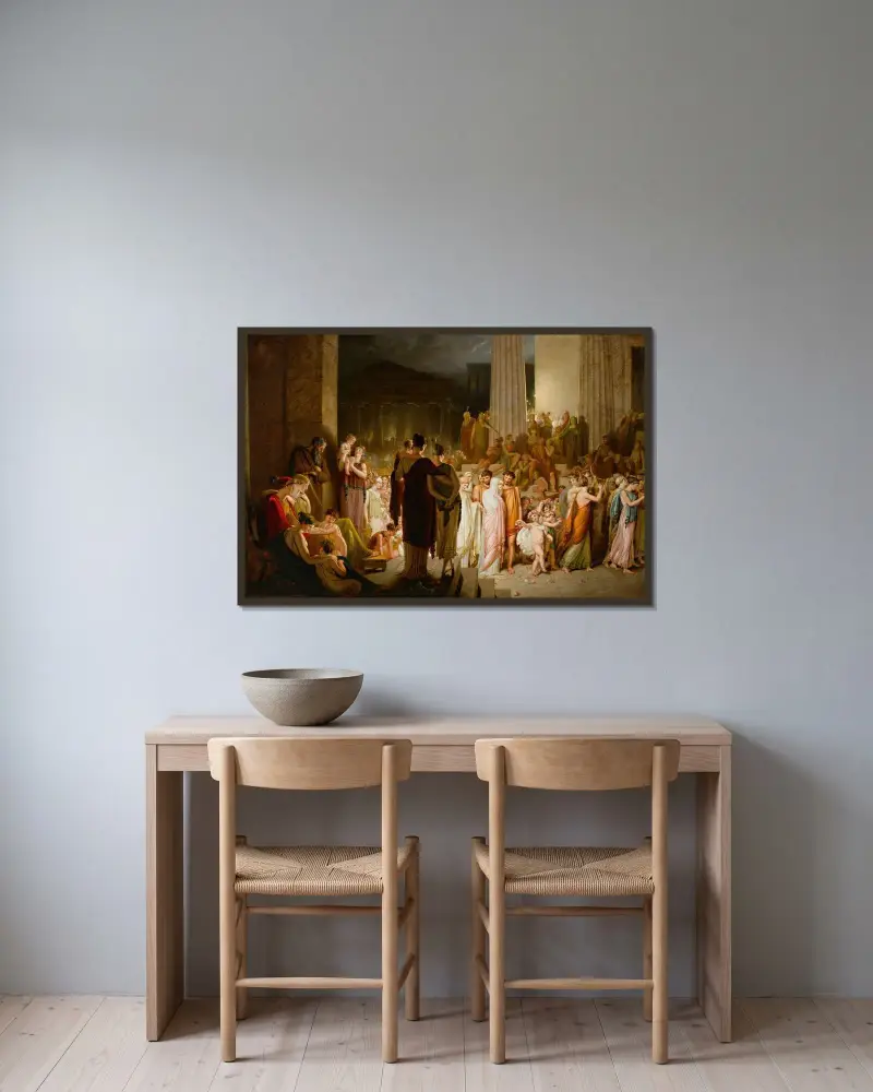 Die griechische Hochzeit von Richard Westall gerahmt an einer Wand