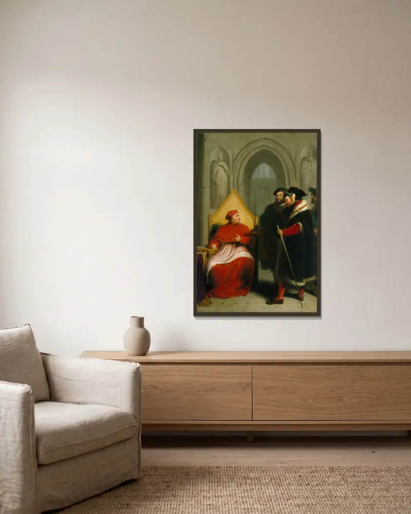 Wolsey in Ungnade von Richard Westall gerahmt an einer Wand