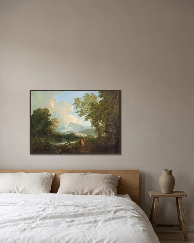 Cicero mit seinem Freund Atticus und seinem Bruder Quintus auf seiner Villa in Arpinum von Richard Wilson gerahmt an einer Wand