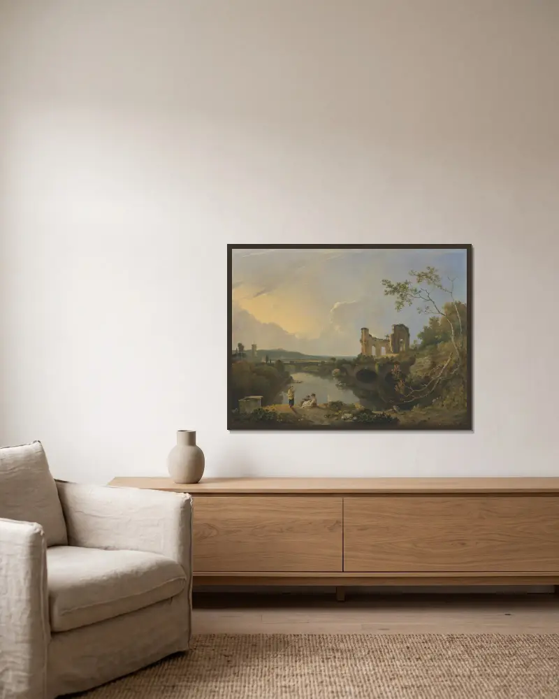 Italienische Landschaft (Morgen) von Richard Wilson gerahmt an einer Wand