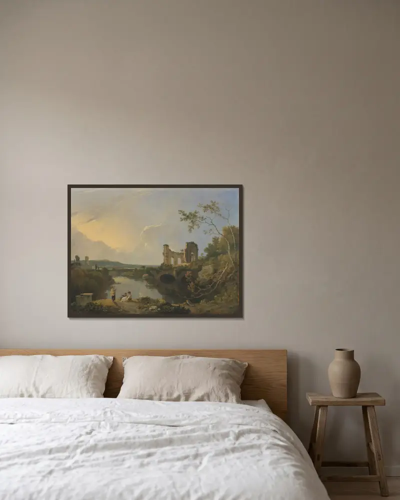 Italienische Landschaft (Morgen) von Richard Wilson gerahmt an einer Wand