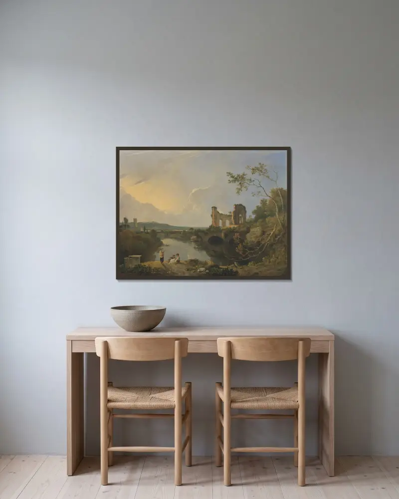 Italienische Landschaft (Morgen) von Richard Wilson gerahmt an einer Wand