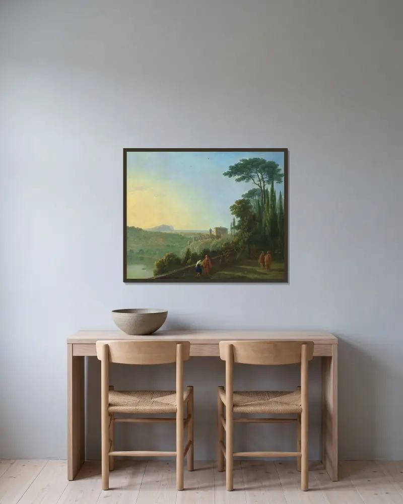 Jezioro Nemi i Genzano z tarasu klasztoru kapucynów, Richard Wilson w ramie na ścianie