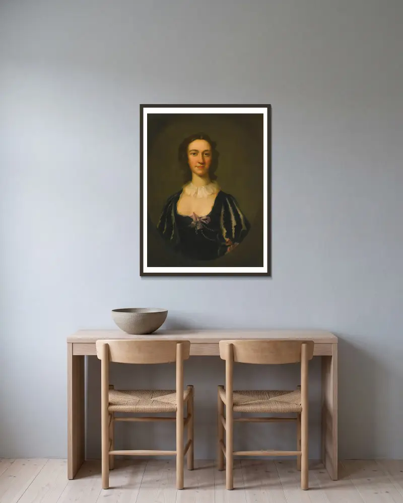 Portrait Of Flora Macdonald av Richard Wilson inramad på en vägg