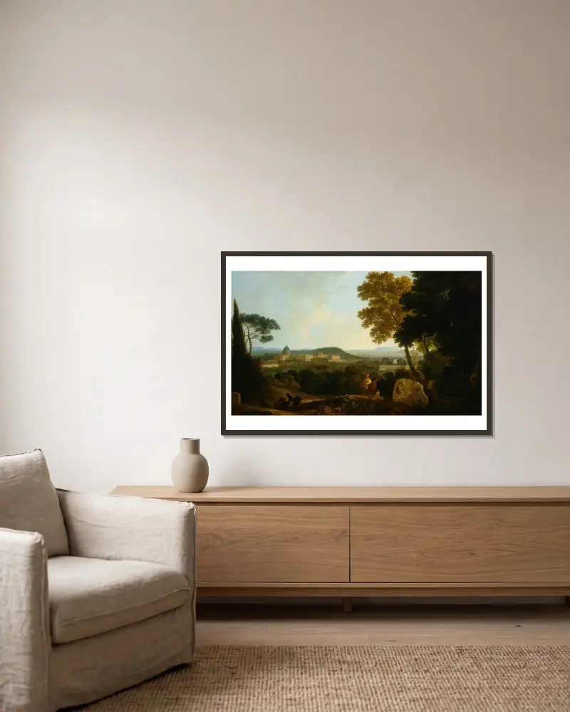 St Peters and the Vatican from the Janiculum, Rome av Richard Wilson inramad på en vägg