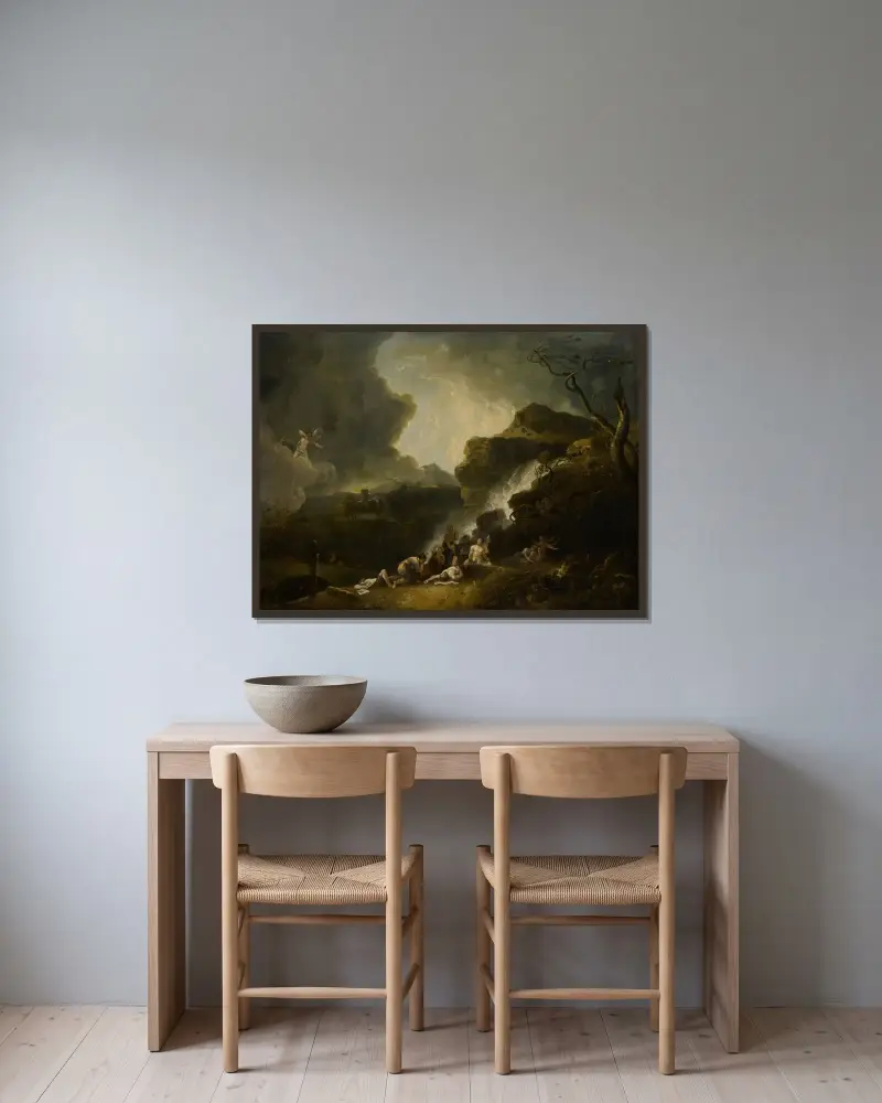 Niobes barns undergång av Richard Wilson inramad på en vägg