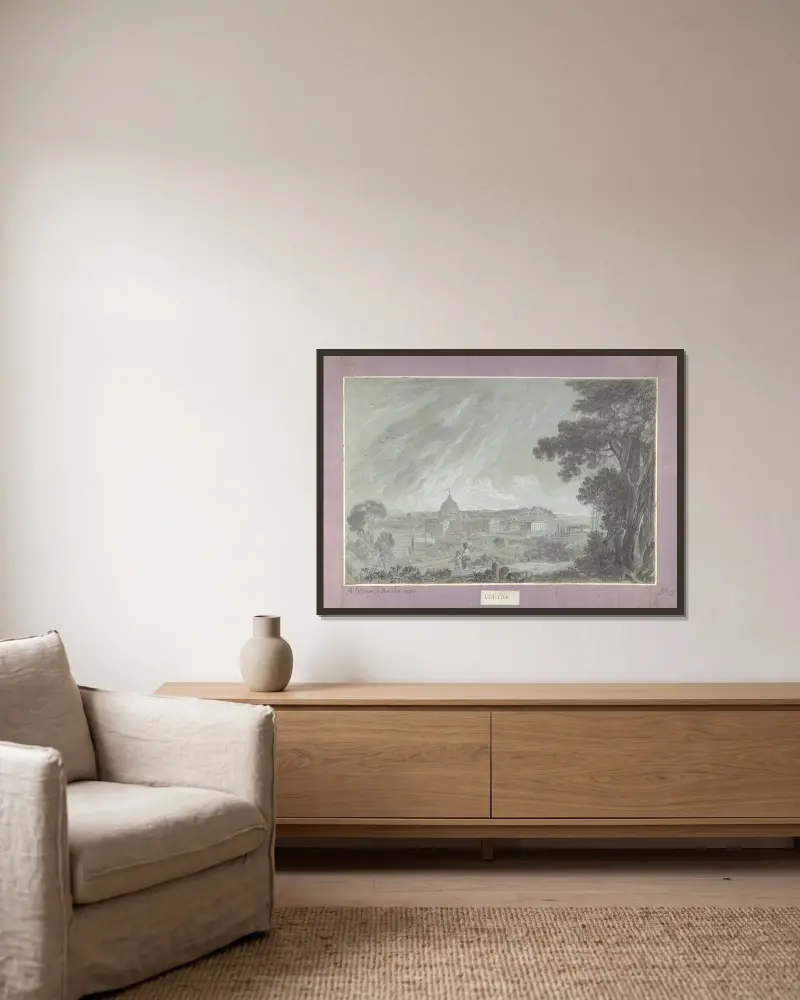 Blick auf den Petersdom und den Vatikan vom Janiculum von Richard Wilson gerahmt an einer Wand