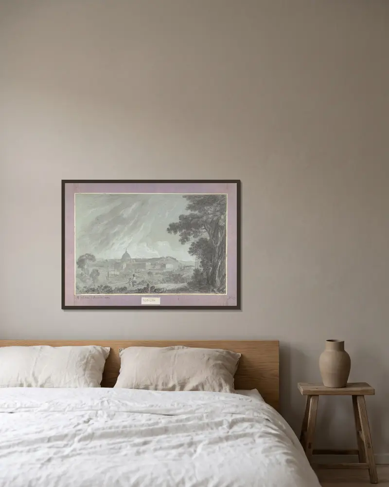 Blick auf den Petersdom und den Vatikan vom Janiculum von Richard Wilson gerahmt an einer Wand