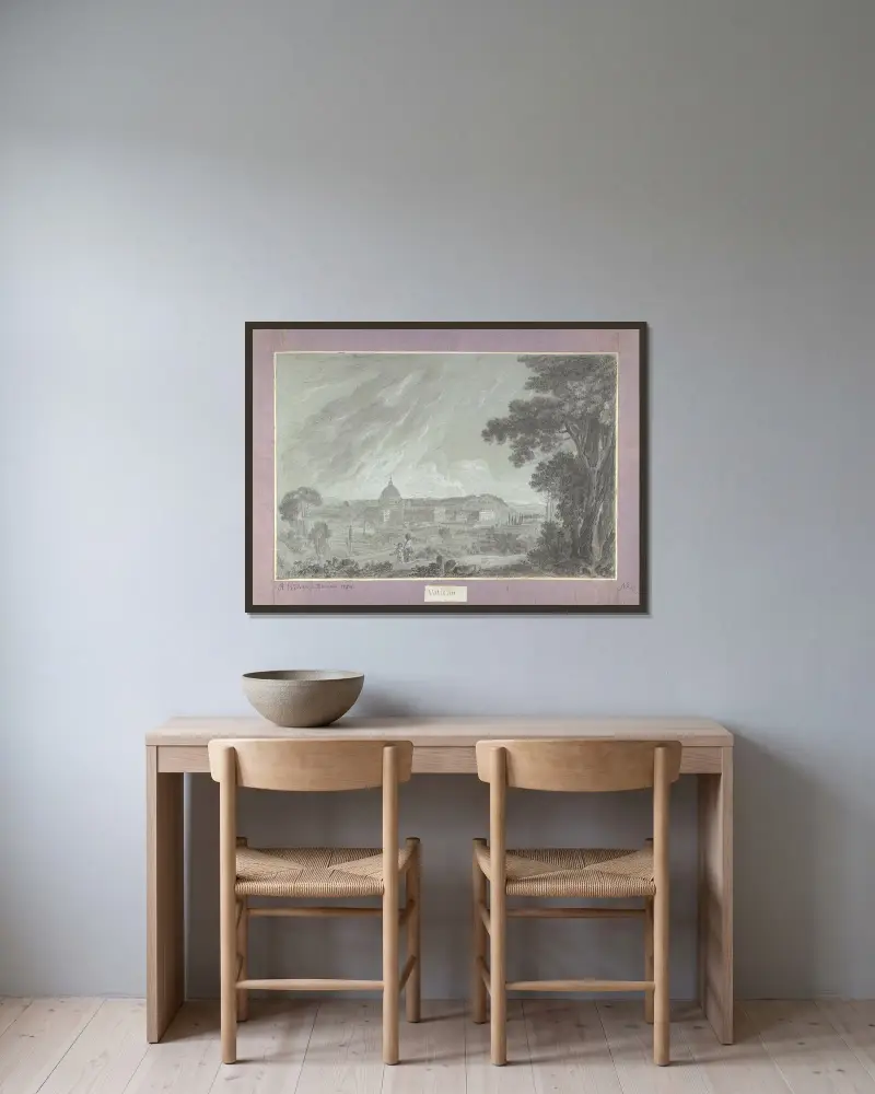 Blick auf den Petersdom und den Vatikan vom Janiculum von Richard Wilson gerahmt an einer Wand
