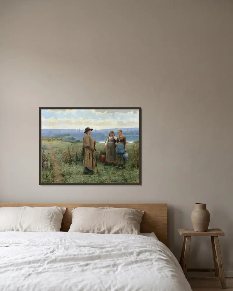 An idle moment av Daniel Ridgway Knight inramad på en vägg