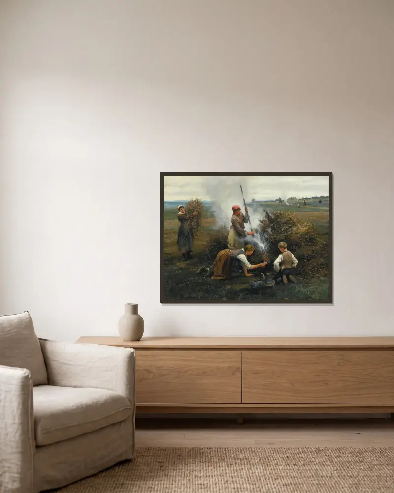 Brennender Pinsel von Daniel Ridgway Knight gerahmt an einer Wand