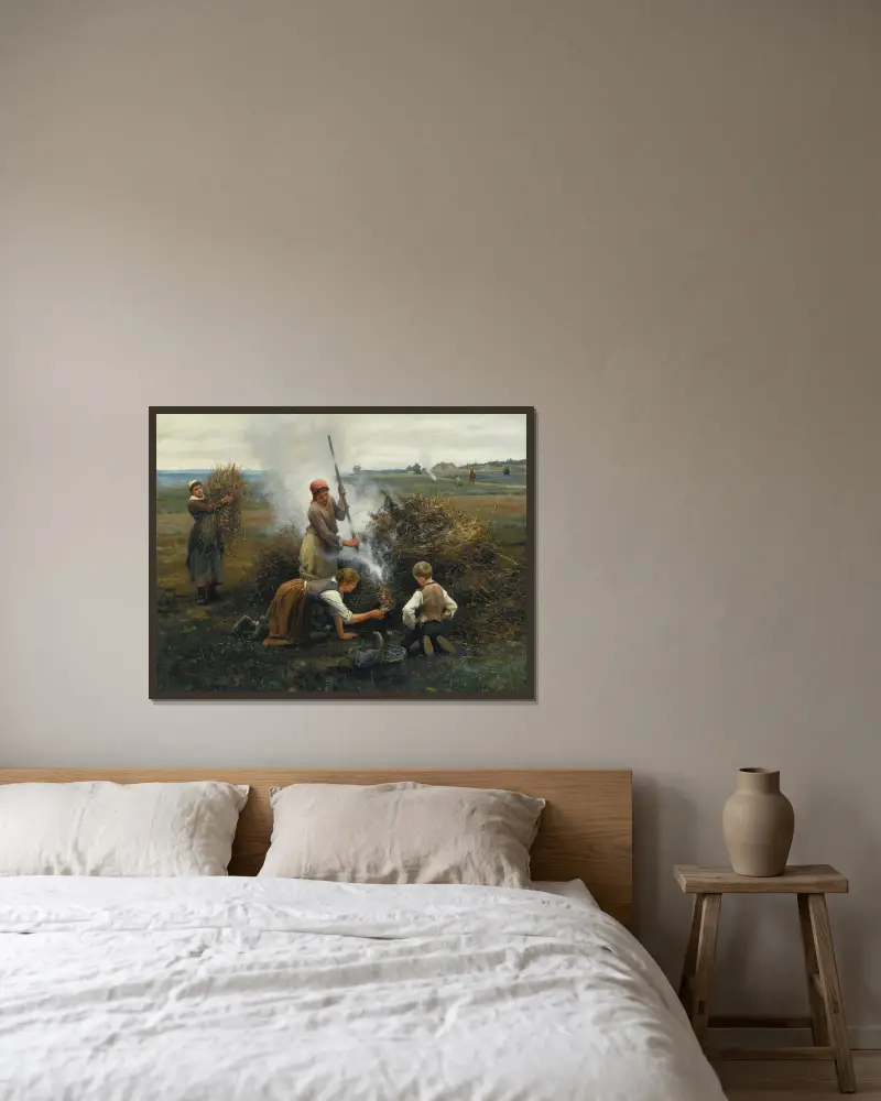 Brennender Pinsel von Daniel Ridgway Knight gerahmt an einer Wand