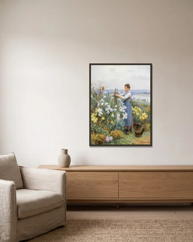 Chryzantemy, Daniel Ridgway Knight w ramie na ścianie