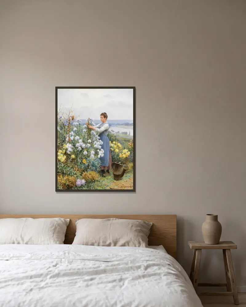 Chryzantemy, Daniel Ridgway Knight w ramie na ścianie