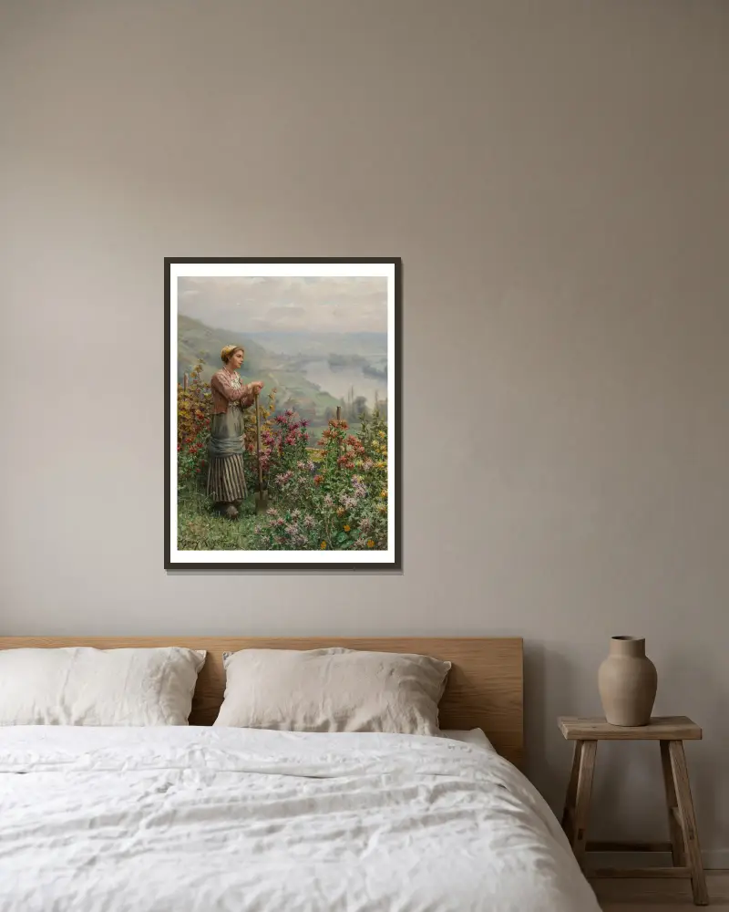 Herbstgedanken von Daniel Ridgway Knight gerahmt an einer Wand