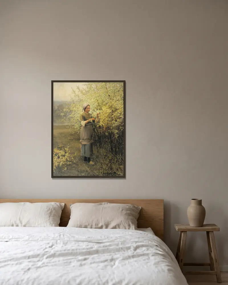 Frühlingszeit von Daniel Ridgway Knight gerahmt an einer Wand