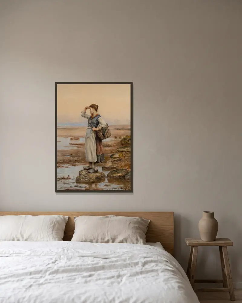 Vattenbärarna av Daniel Ridgway Knight inramad på en vägg