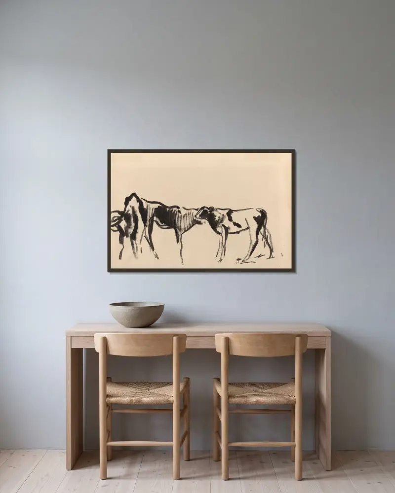 Kälber von Rik Wouters gerahmt an einer Wand