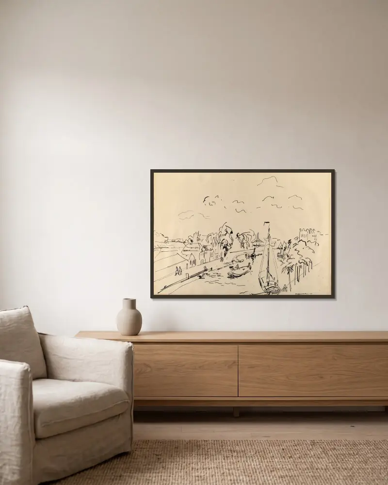 Kostverlorenvaart in Amsterdam av Rik Wouters inramad på en vägg