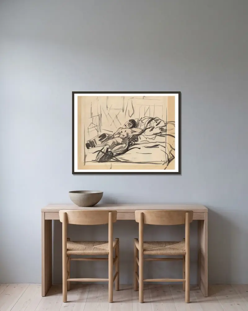 Liegender Akt, 1915 von Rik Wouters gerahmt an einer Wand