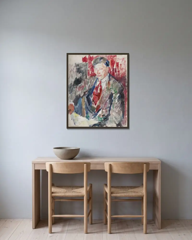 Porträtt av Karel Wouters av Rik Wouters inramad på en vägg