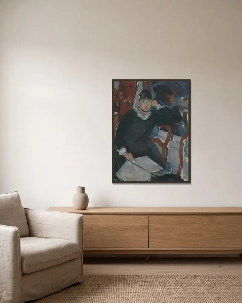 Seated Woman at the Window or Portrait of Nel Deurinckx, the Artist’s Wife av Rik Wouters inramad på en vägg