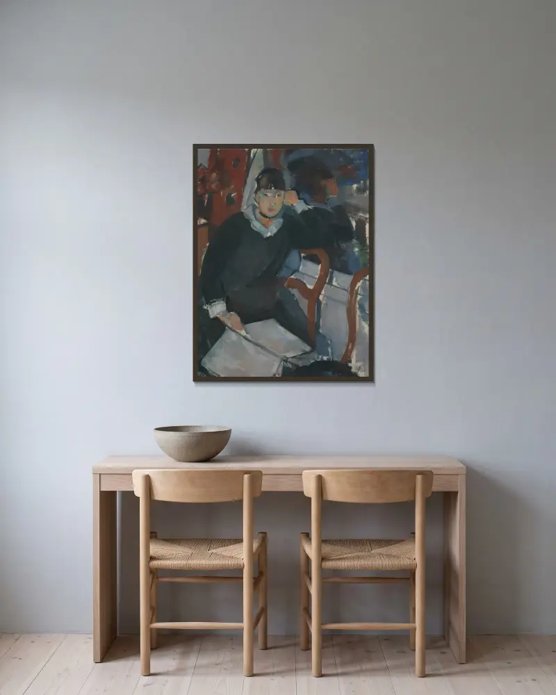 Seated Woman at the Window or Portrait of Nel Deurinckx, the Artist’s Wife av Rik Wouters inramad på en vägg