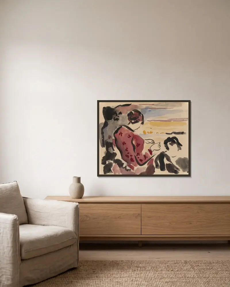 Sitzende Frau von Rik Wouters gerahmt an einer Wand
