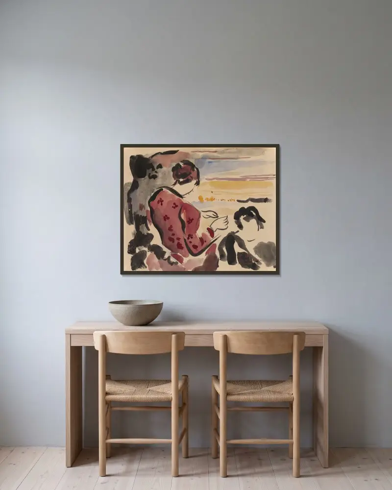 Sitzende Frau von Rik Wouters gerahmt an einer Wand