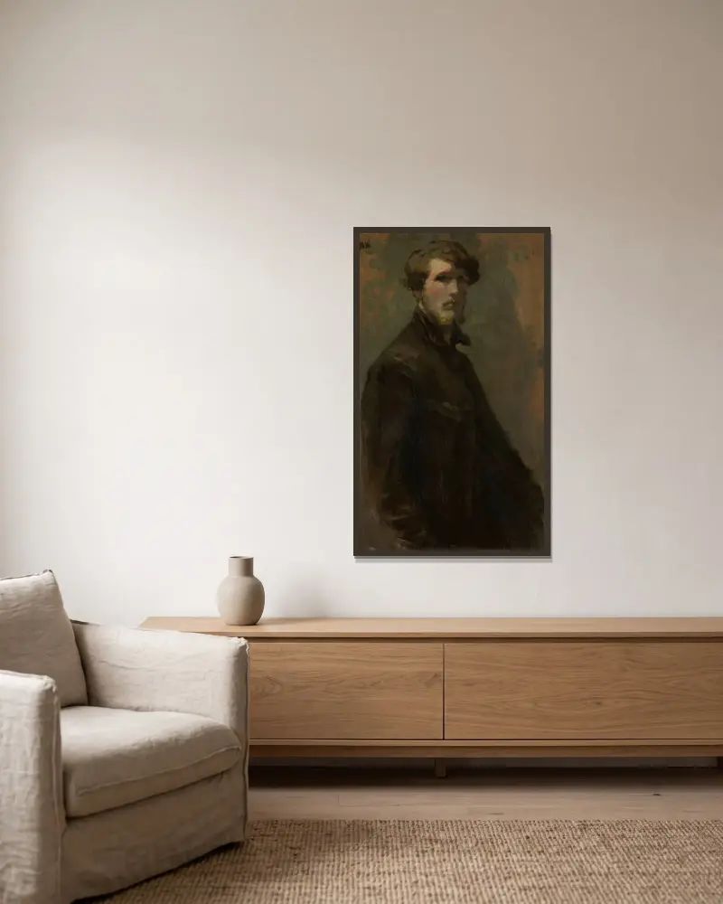 Selbstporträt von Rik Wouters gerahmt an einer Wand