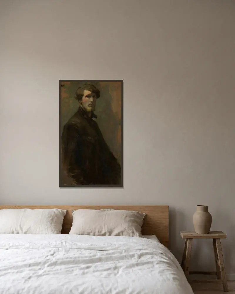 Selbstporträt von Rik Wouters gerahmt an einer Wand