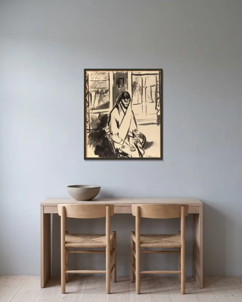 Kranke Frau, 1915 von Rik Wouters gerahmt an einer Wand