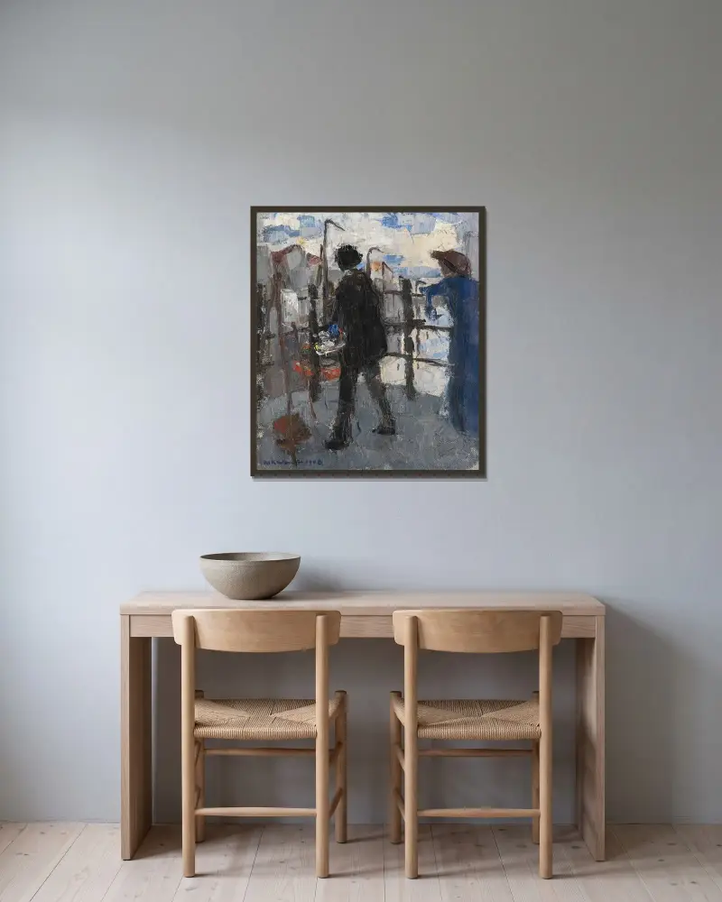 Målaren på Hoogbrug i Mechelen av Rik Wouters inramad på en vägg