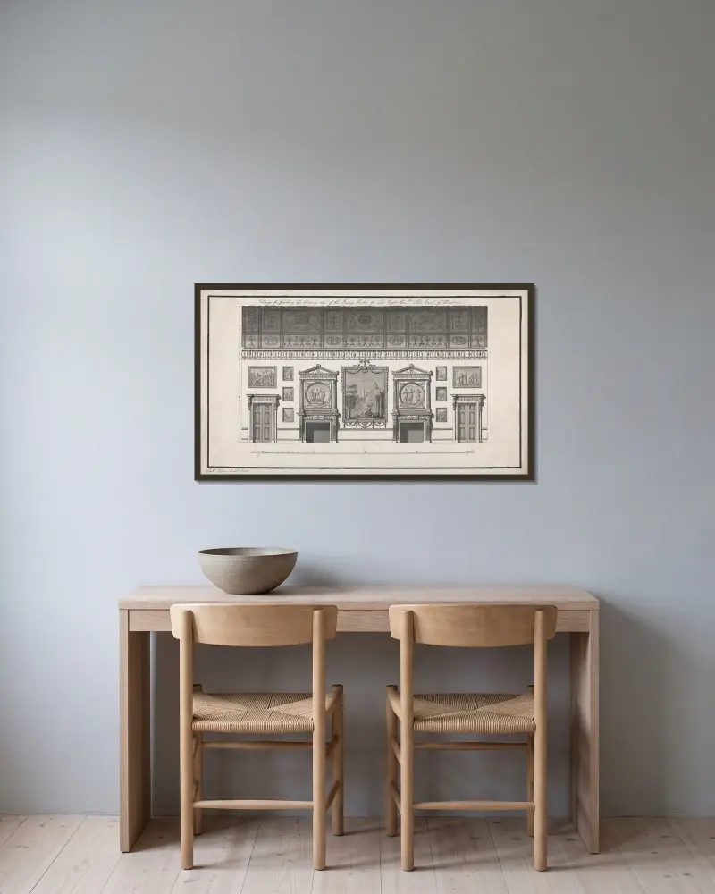 Headfort House, Ireland: Elevation of the Eating Parlor av Robert Adam inramad på en vägg