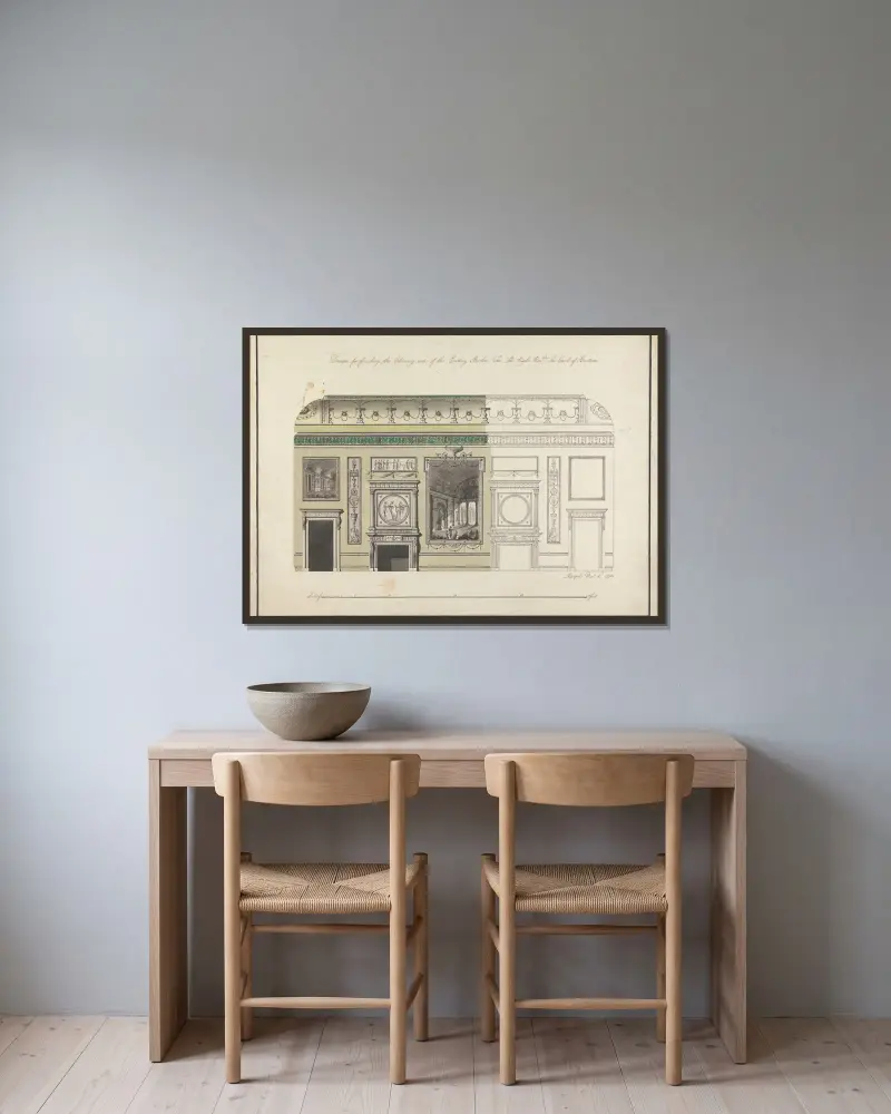 Headfort House, Ireland: Elevation of the Eating Parlor av Robert Adam inramad på en vägg