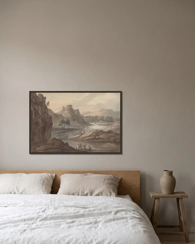 Krajina s řekou a hradem, Robert Adam v rámu na stěně