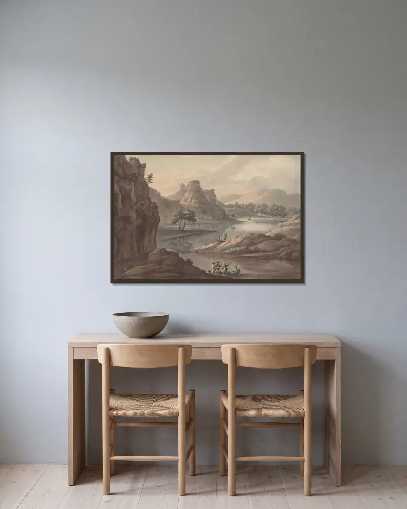 Krajina s řekou a hradem, Robert Adam v rámu na stěně