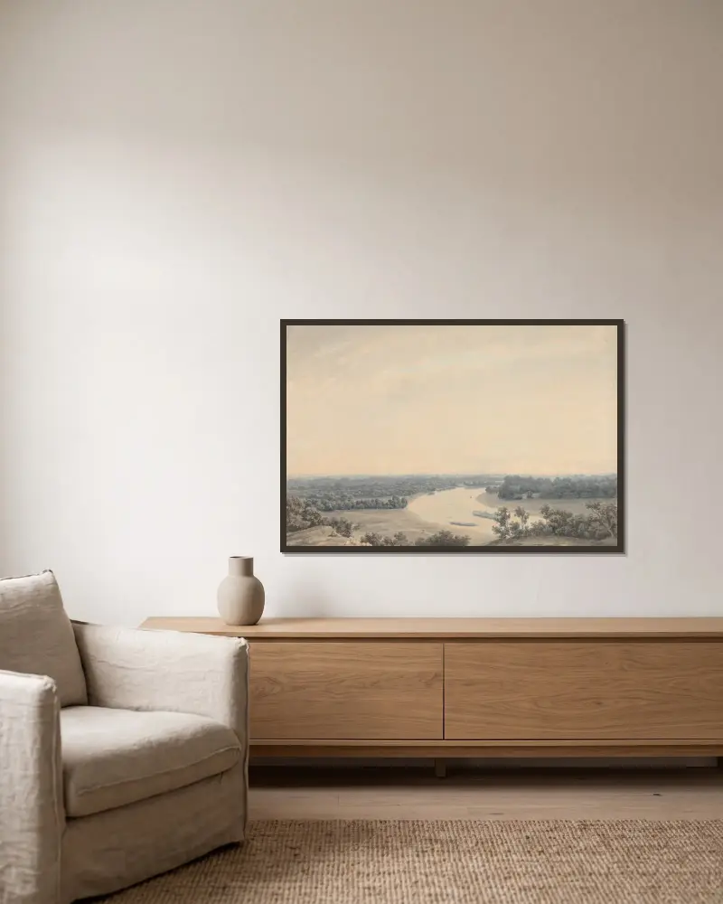 The Thames from Richmond Hill Looking Southwest av John Robert Cozens inramad på en vägg