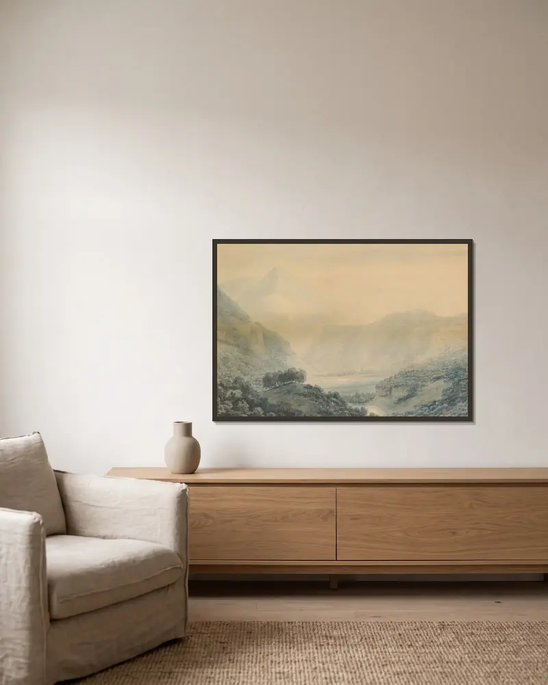 An der Linth von John Robert Cozens gerahmt an einer Wand