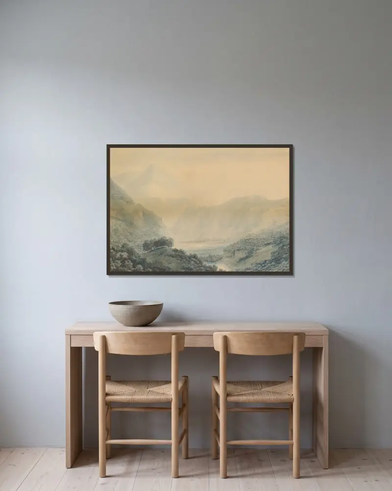 An der Linth von John Robert Cozens gerahmt an einer Wand
