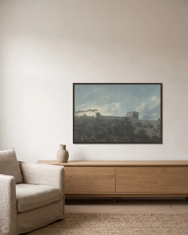 View of the Villa Lante on the Janiculum in Rome av John Robert Cozens inramad på en vägg