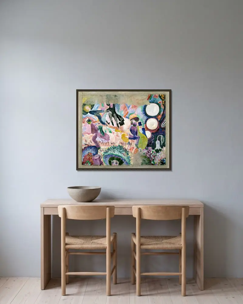 Karusell med grisar av Robert Delaunay inramad på en vägg