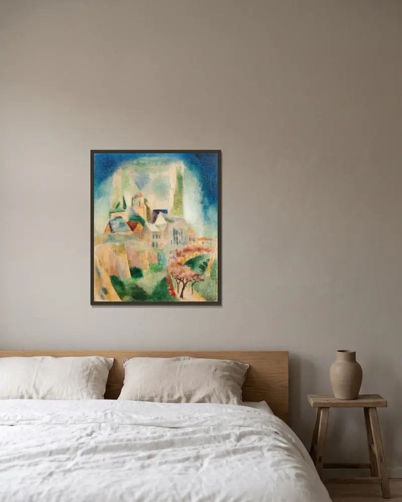 Katedralen i Laon av Robert Delaunay inramad på en vägg